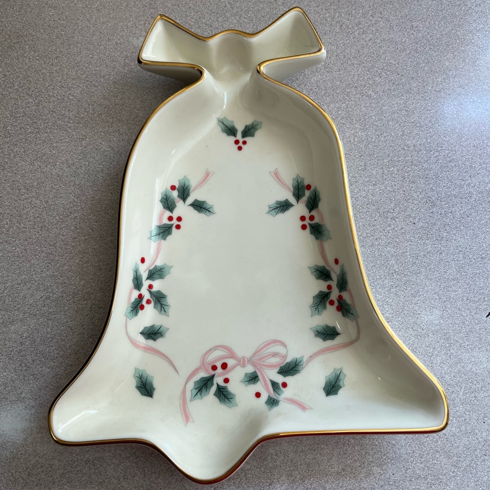 Mikasa China “ Holly and Ribbon pattern” by Lenox.  Porcelain Tree Dish